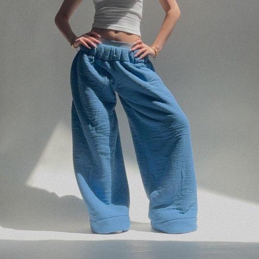 Cloudform Low Rise Blanket Pants - Blue