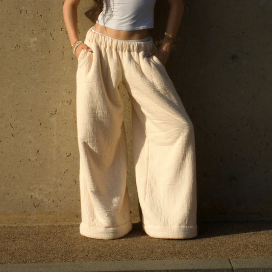 Cloudform Low Rise Blanket Pants - Beige