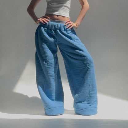 Cloudform Low Rise Blanket Pants - Blue